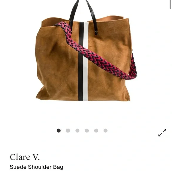 Clare V Brown Suede Shoulder Bag Strap - Picture 2 of 6